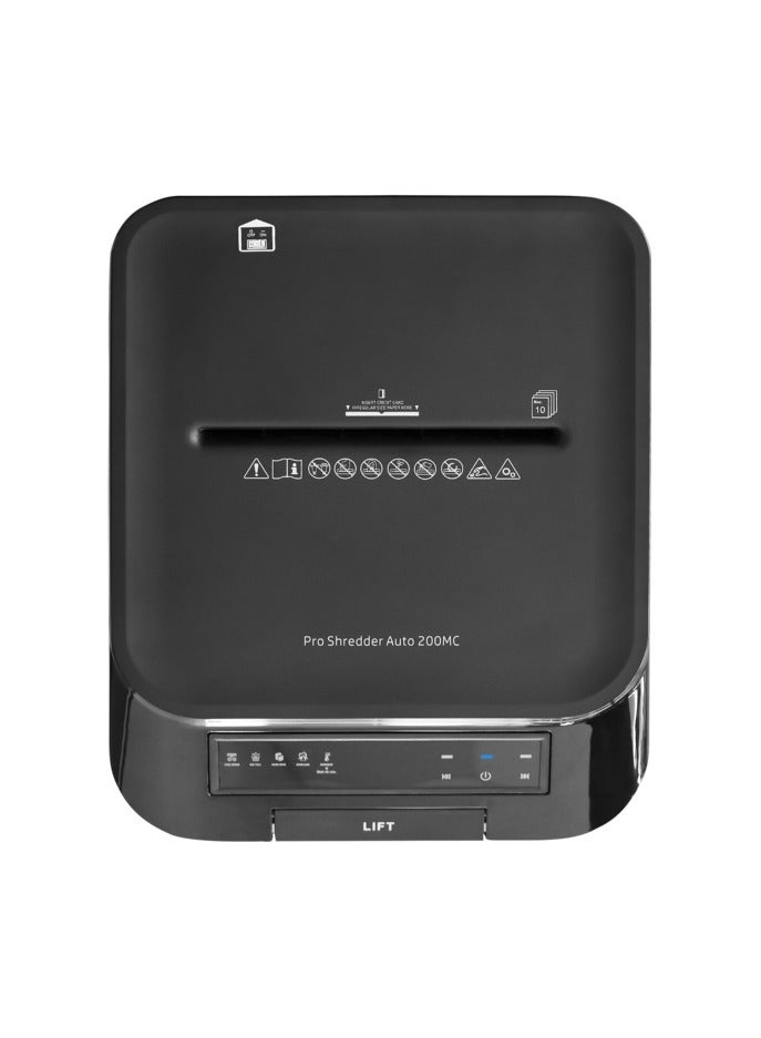 HP Pro Shredder Auto 200MC Office Paper Shredder Machine, P-4 Security, Micro Cut, 200 Sheets, 32.2L Bin - 2821 Black - Image 3