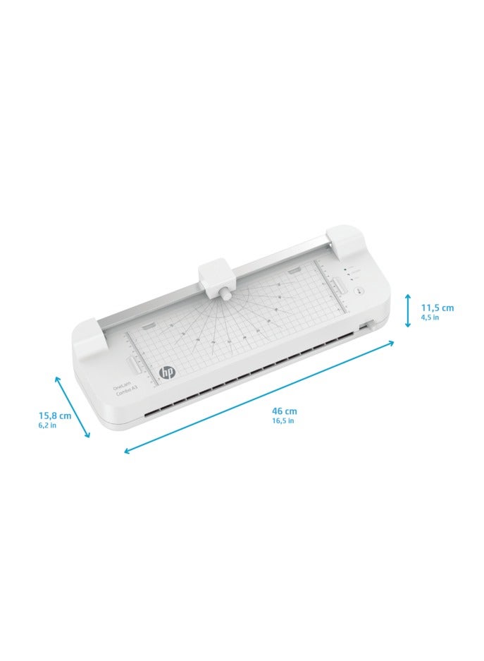 HP OneLam Combo A3 Office Laminators, Business Cards to A4 Sheets with Document Cutter, 75/80-125mic - 3162 White - Image 5