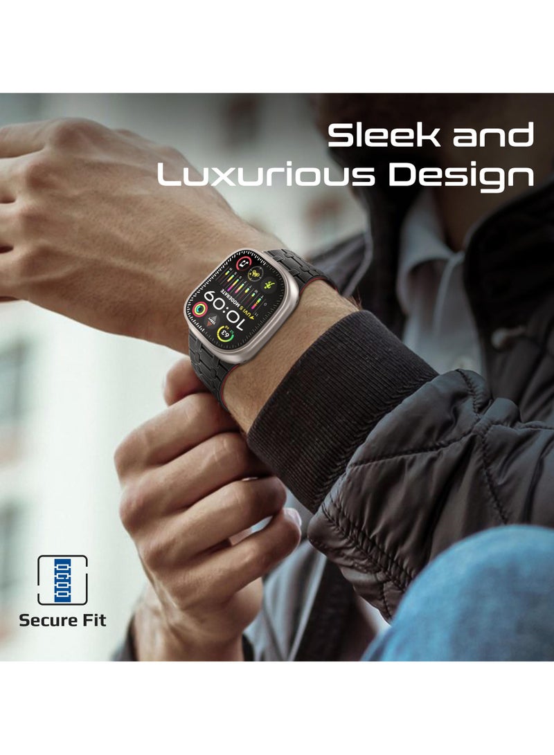 بروميت Magnetic Apple Watch Strap Compatible with All Apple Watch Models and Sizes (42/44/45mm/49mm), For Series 1-9, SE, Ultra 1 & 2, Secure Metal Safety Loop, Adjustable Fit, Track Black - Image 4