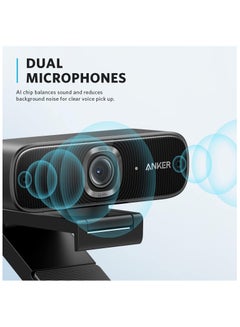 Anker Anker PowerConf C300 Smart Full HD, AI-Powered Framing & Autofocus, 1080p Webcam with Noise-Cancelling Microphones, Adjustable FoV, HDR, 60 FPS, Low-Light Correction, Zoom Certified Black  - Image 3