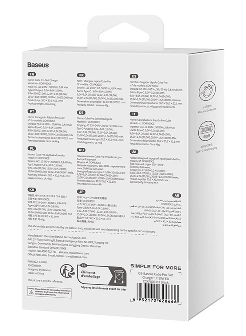 بيسوس Cube Pro Fast Charger 1C 30W EU Black - Image 5