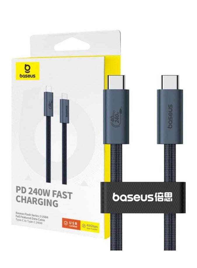 بيسوس Flash Series 2 USB4 Full Featured Data Cable Type-C to Type-C 240W 1m Cluster - Image 4