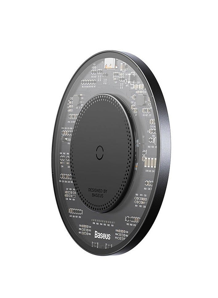 بيسوس Simple 2 Wireless Charger 15W Cluster Black（Include: Cable Type-C To Type-C 24W 12V/2A 1m Cluster Black - Image 4