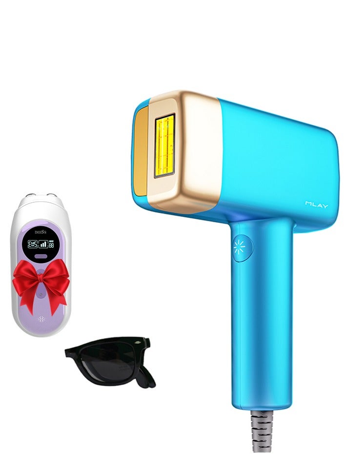 MLAY T14 500000 Flashes Home Ice Epilator Portable Multifunctional Permanent Painless Safe and Fast Epilator with DEESS GP520 Radio Frequency Beauty Instrument Sky Blue - Image 1