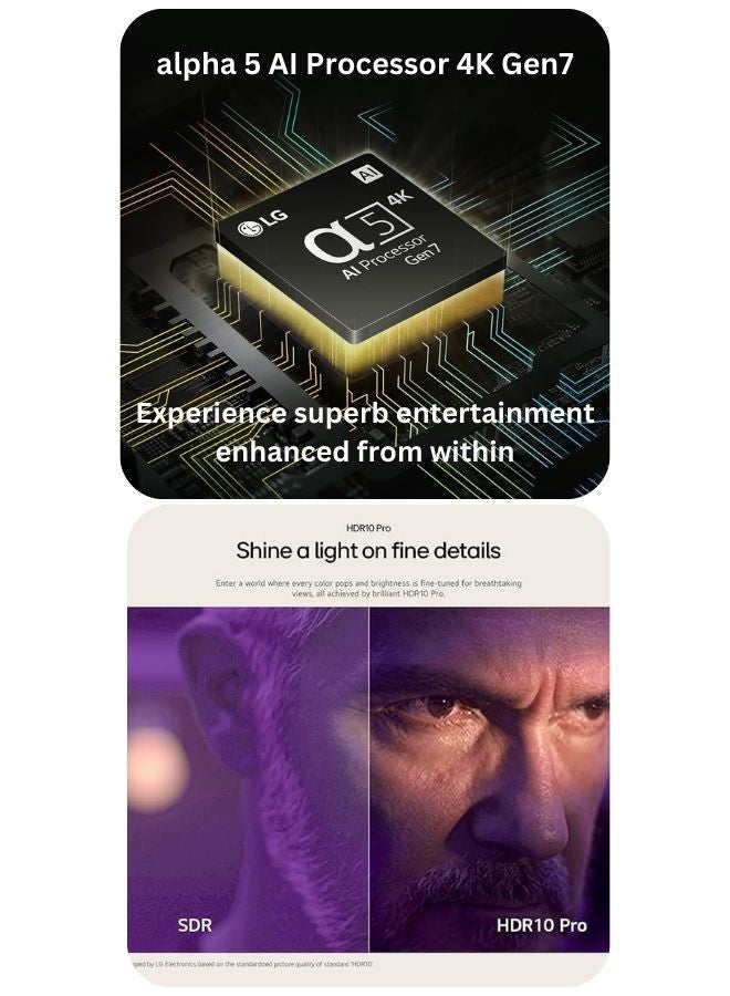 LG 86-Inch UT80 4K UHD Smart TV with AI α5 Gen 7 4K Processor, HDR10 Pro, 60Hz, Magic Remote + 2-Channel 30W Soundbar with 3D Immersive Sound, HDMI (ARC), Bluetooth, USB 86UT80006L+SOUNDBAR Black - Image 4