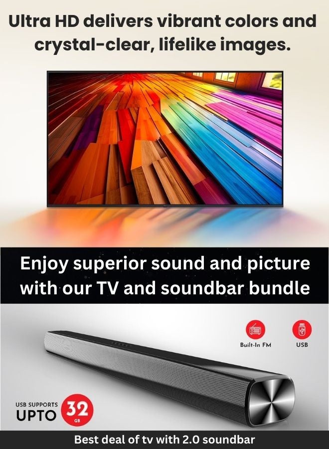 LG 86-Inch UT80 4K UHD Smart TV with AI α5 Gen 7 4K Processor, HDR10 Pro, 60Hz, Magic Remote + 2-Channel 30W Soundbar with 3D Immersive Sound, HDMI (ARC), Bluetooth, USB 86UT80006L+SOUNDBAR Black - Image 3