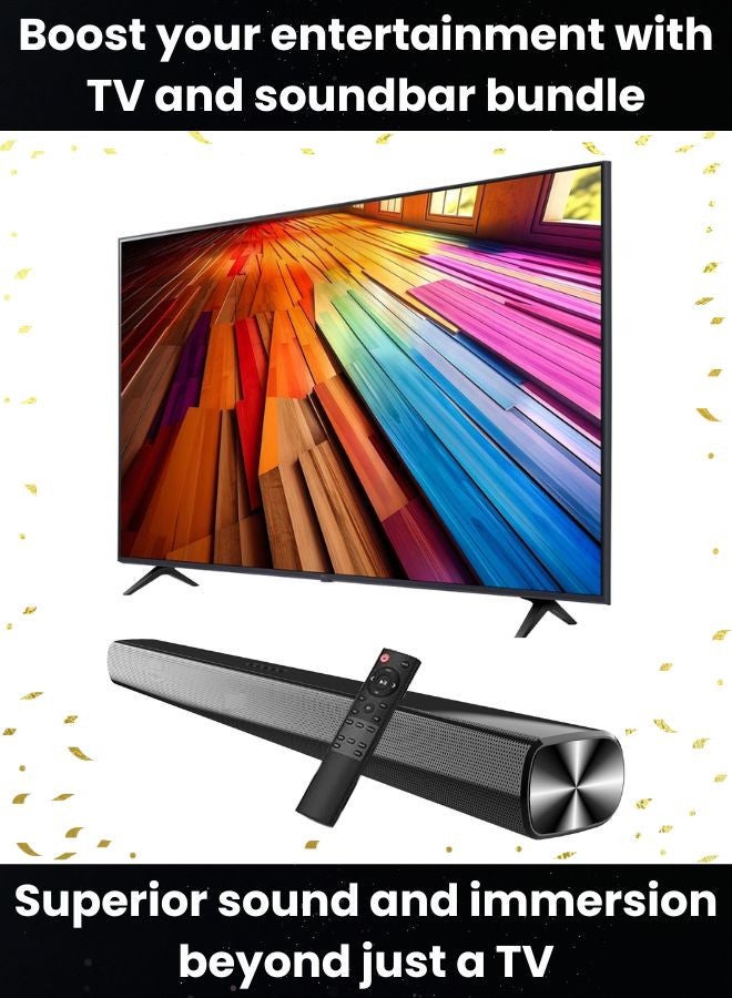 LG 86-Inch UT80 4K UHD Smart TV with AI α5 Gen 7 4K Processor, HDR10 Pro, 60Hz, Magic Remote + 2-Channel 30W Soundbar with 3D Immersive Sound, HDMI (ARC), Bluetooth, USB 86UT80006L+SOUNDBAR Black - Image 2
