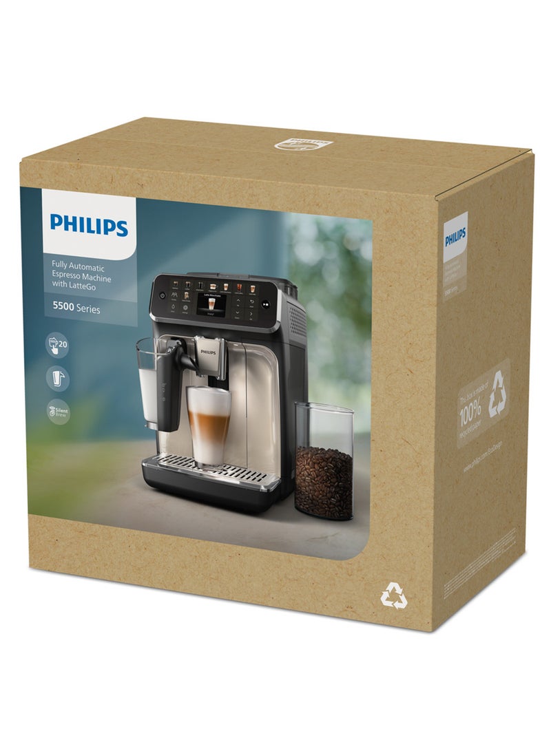 فيليبس - Series 5500 Fully Automatic Espresso Machine, 20 Delicious Hot & Iced Coffee Recipes 1.8 L 1500 W EP5547/90 Black - Image 1