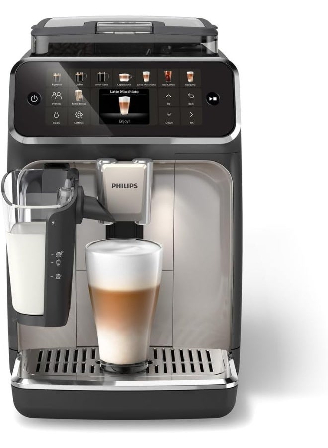 Philips Fully Automatic Coffee Machine Series 5500-20 Beverages, LatteGo, Extra Shot, Silent Brew, Intuitive Display, 4 User Profiles, 12 Settings for Ceramic Grinder, Chrome 1.8 L 1500 W EP5547/90 Black - Image 4