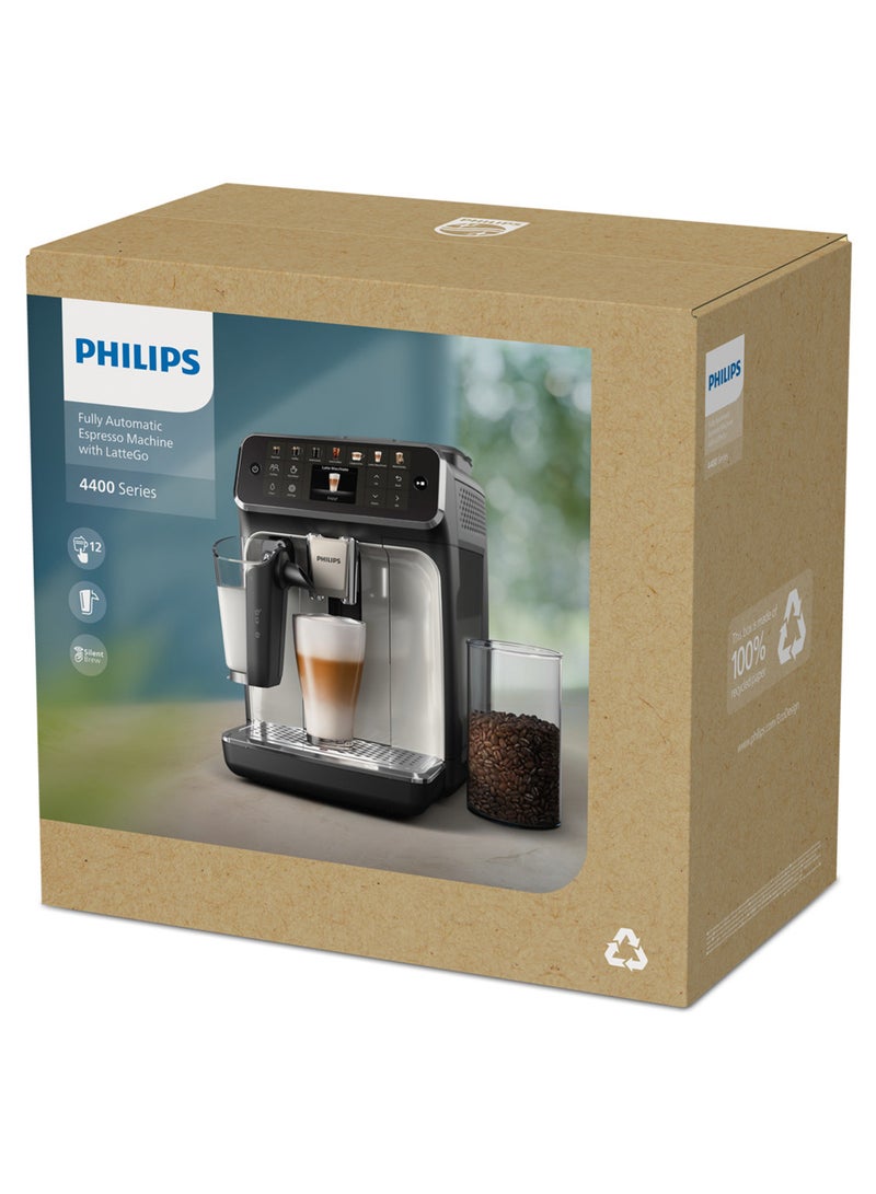 Series 4400 Fully Automatic Espresso Machine,12 Delicious Hot & Iced Coffee Recipes 1.8 L 1500 W EP4446/70 Black