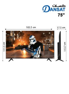 Dansat 75 Inch - QLED - 4K UHD - 120 Hz - Google TV - HDR 10 - Internal Receiver DTD75BU 4K SMART TV-1 Black  - Image 3