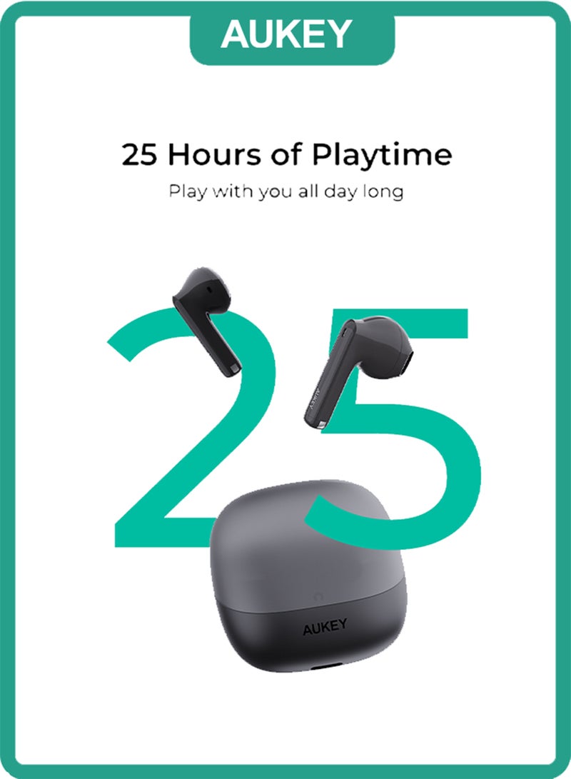 Aukey Move Vibe Wireless Earbuds True Wireless Earbuds، BT 5.3, IPX4 Waterproof, 25 Battery Life, 3.5g Weight,Touch Control EP-M4 Grey - Image 2