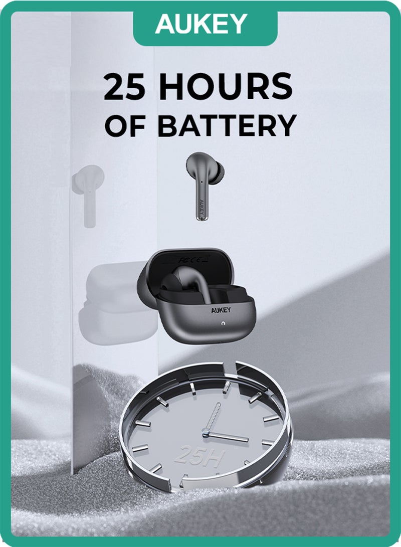 Aukey Beyond ANC PRO Wireless Earbuds True Wireless Earbuds، BT 5.4, IPX5 Waterproof, 25 Battery Life, 4.5g Weight, EP-B1 Grey - Image 5