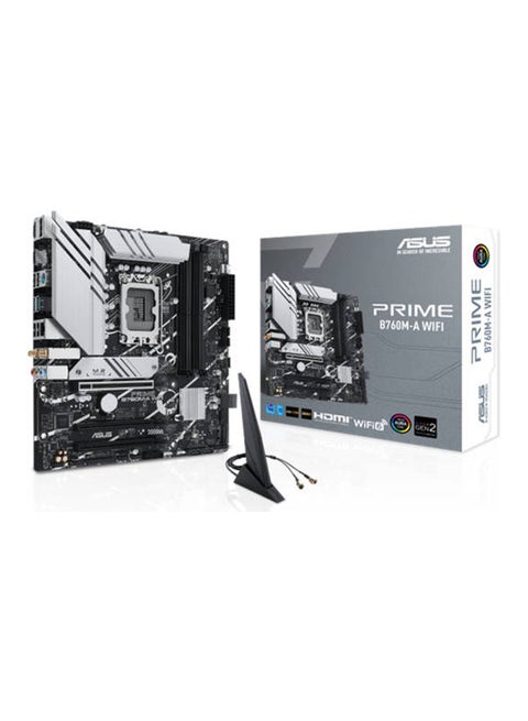 PRIME B760M-A WIFI LGA1700 mATX Motherboard, Intel B760 Chipset, 4x DDR5 DIMM, Support up to 128GB Memory, Wi-Fi 6 / 2.5Gb ETH / PCIe 4.0, USB 2.0 / 3.2 Type-C, 2*M.2, HDMI/DP | 90MB1EL0-M1EAY0 black