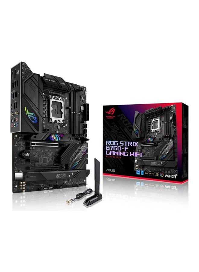 ASUS - ROG STRIX B760-F GAMING WIFI LGA1700 ATX Motherboard, Intel B760, 4x DIMM DDR5 | Up to 192GB Capacity, Wi-Fi 6E, 2.5Gb ETH, BT3.2, PCIe 5.0x16, HDMI | DP, SB 3. / 2.0 | 90MB1CT0-M1EAY0 black - Image 1