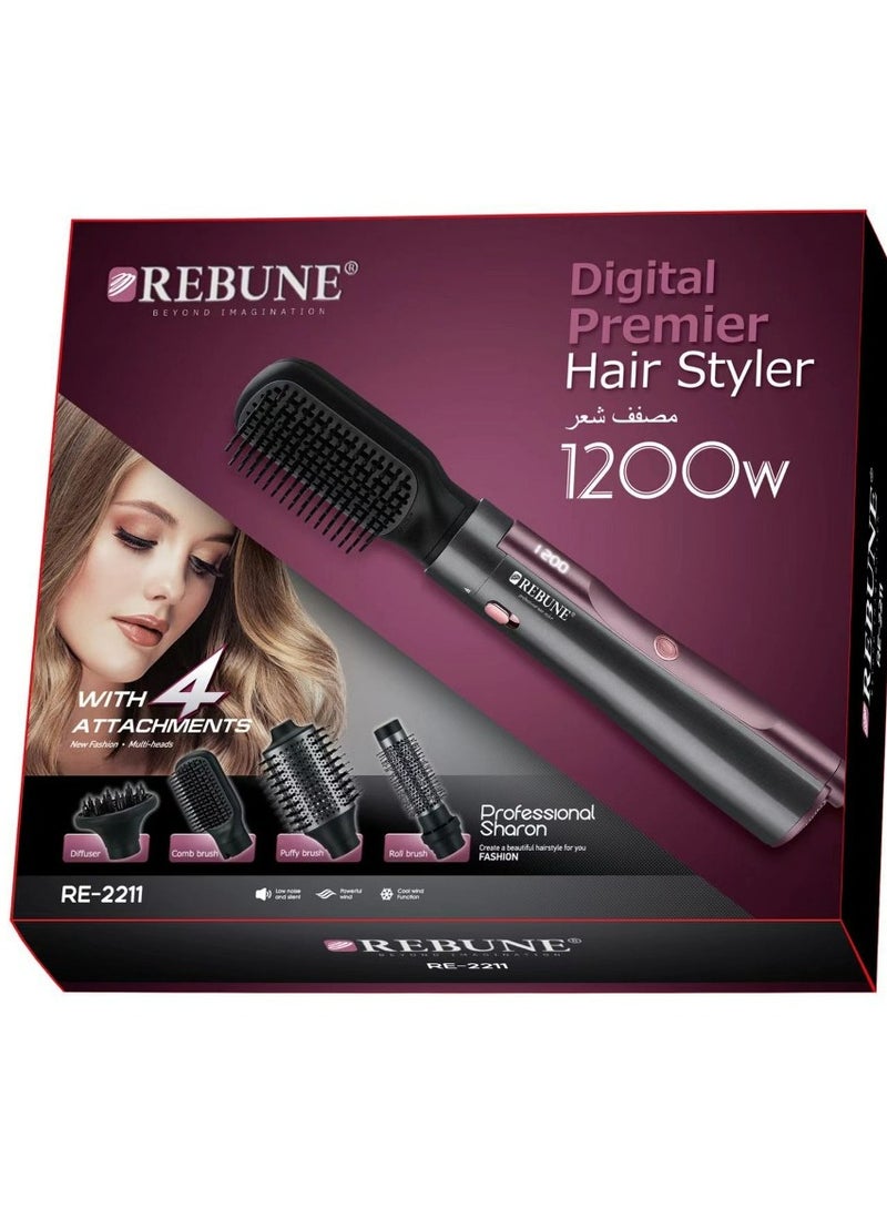 REBUNE 4-in-1 Digital Hair Styler – Professional Styling for Every Look Black  - Image 3