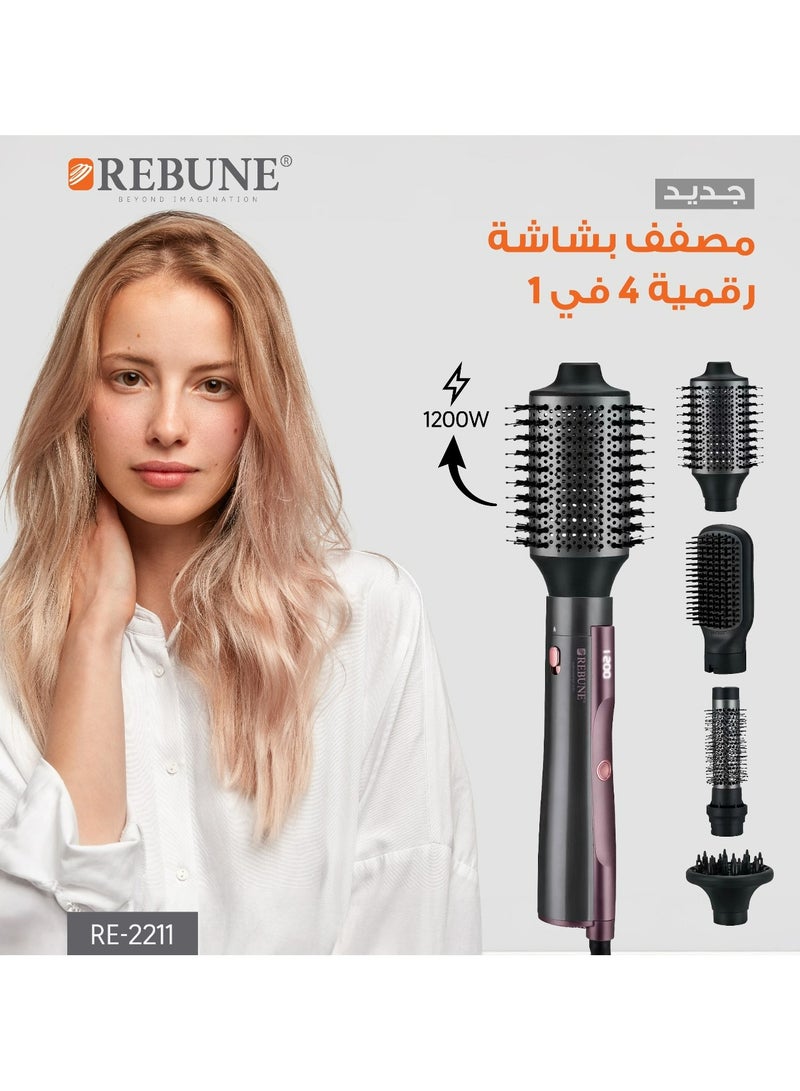 REBUNE 4-in-1 Digital Hair Styler – Professional Styling for Every Look Black  - Image 2