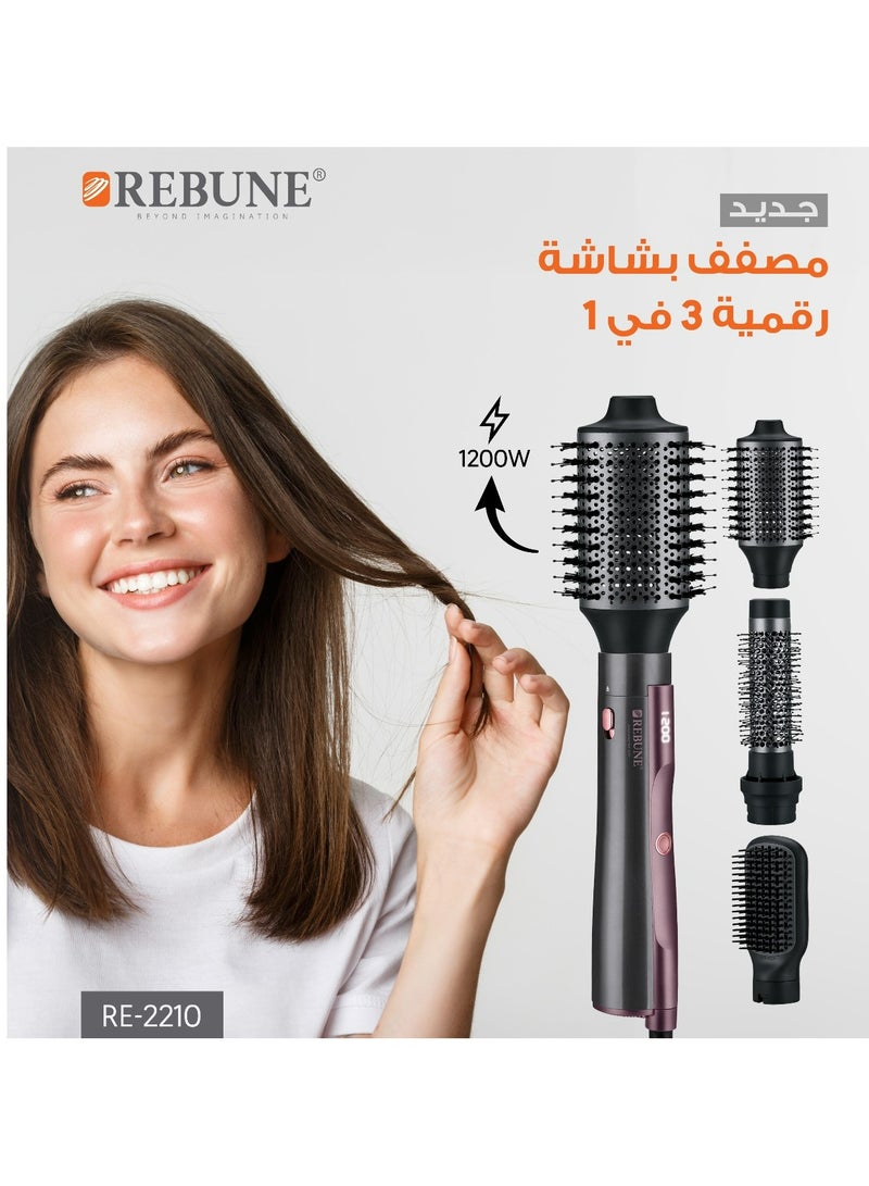 REBUNE 3-in-1 Digital Hair Dryer & Styler – Professional Styling Experience at Home Black  - Image 2