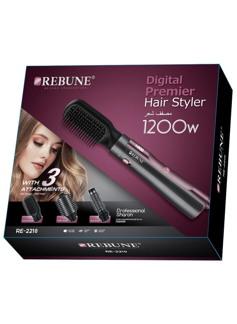 REBUNE 3-in-1 Digital Hair Dryer & Styler – Professional Styling Experience at Home Black  - Image 3