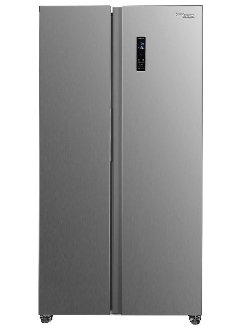سوبر جنرال - 436L Net Capacity 15.4Cu.ft Side By Side Refrigerator-Freezer ‎With Digital Control And Temperature Display, No-Frost, Digital Control KSGR710SBS Inox - Image 1