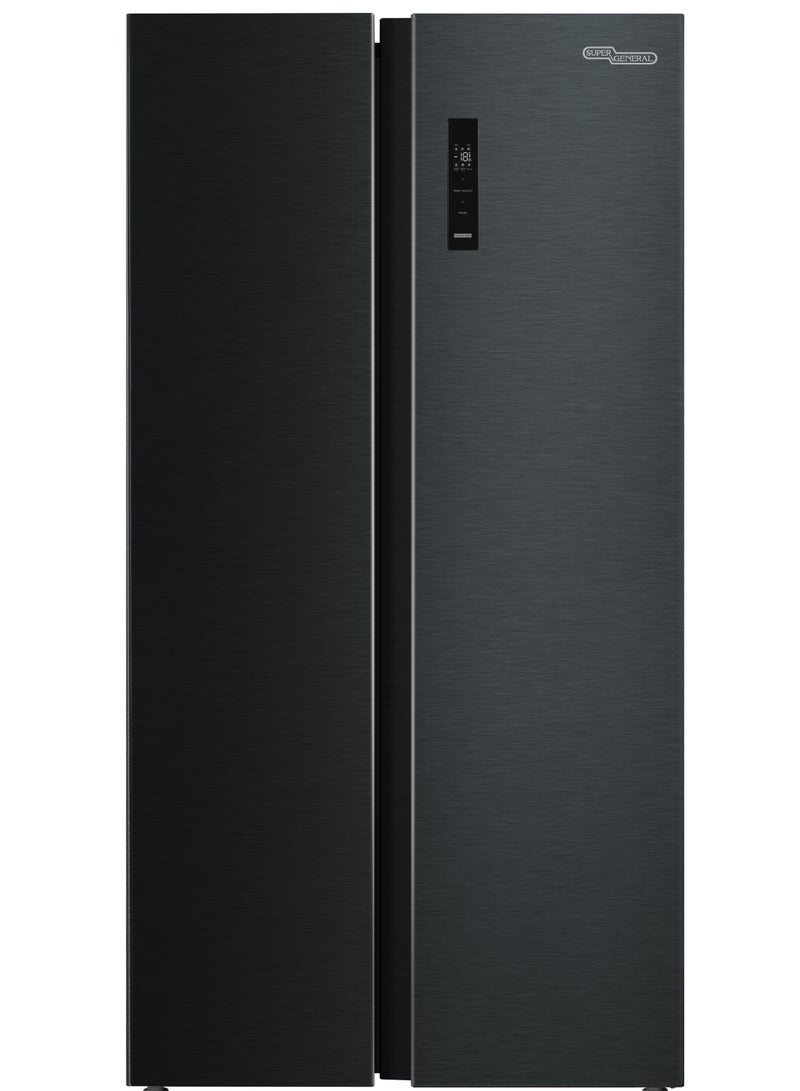 سوبر جنرال - 510 Net Capacity 18Cu.ft Side By Side Refrigerator-Freezer ‎With Digital Control And Temperature Display, No-Frost, Digital Control KSGR800SBS Black - Image 1