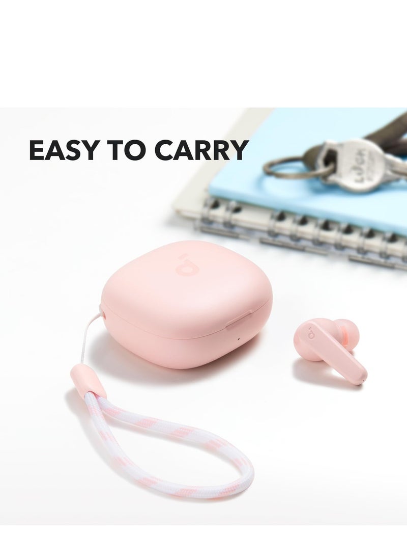 By Anker P20i True Wireless Earbuds, 10mm Drivers With Big Bass, Bluetooth 5.3, 30H Playtime, Water-Resistant, 2 Mics for AI Clear Calls, 22 Preset EQs, Customization via App - Pink