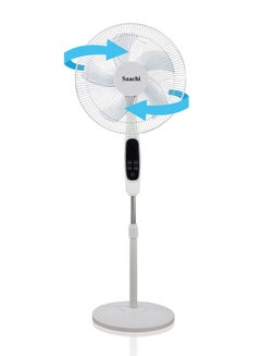 Saachi 16-Inch Stand Fan with Remote Control, Adjustable Height & Speed, Copper Motor, Wide-Angle Oscillation & 1-Hour Timer 60 W NL-FN-1744R-WH White  - Image 4