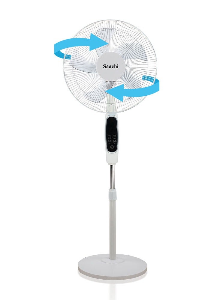 Saachi - 16-Inch Stand Fan with Remote Control, Adjustable Height & Speed, Copper Motor, Wide-Angle Oscillation & 1-Hour Timer 60 W NL-FN-1744R-WH White - Image 1