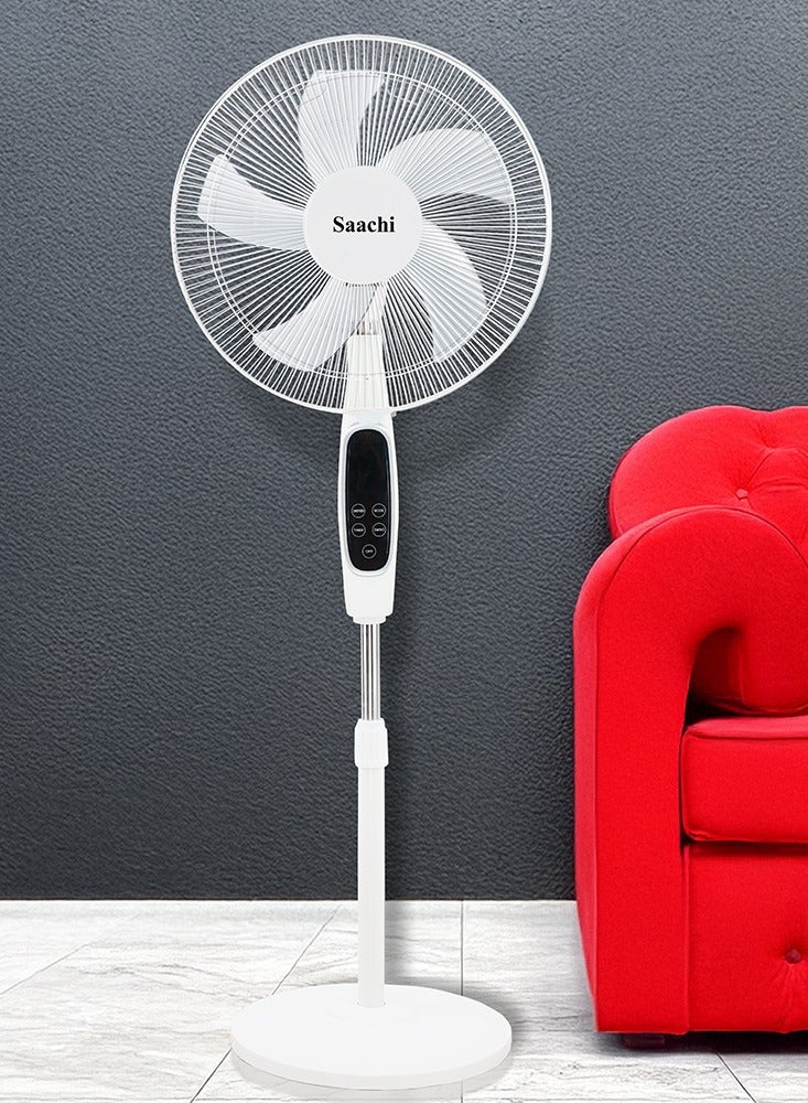 Saachi - 16-Inch Stand Fan with Remote Control, Adjustable Height & Speed, Copper Motor, Wide-Angle Oscillation & 1-Hour Timer 60 W NL-FN-1744R-WH White - Image 1
