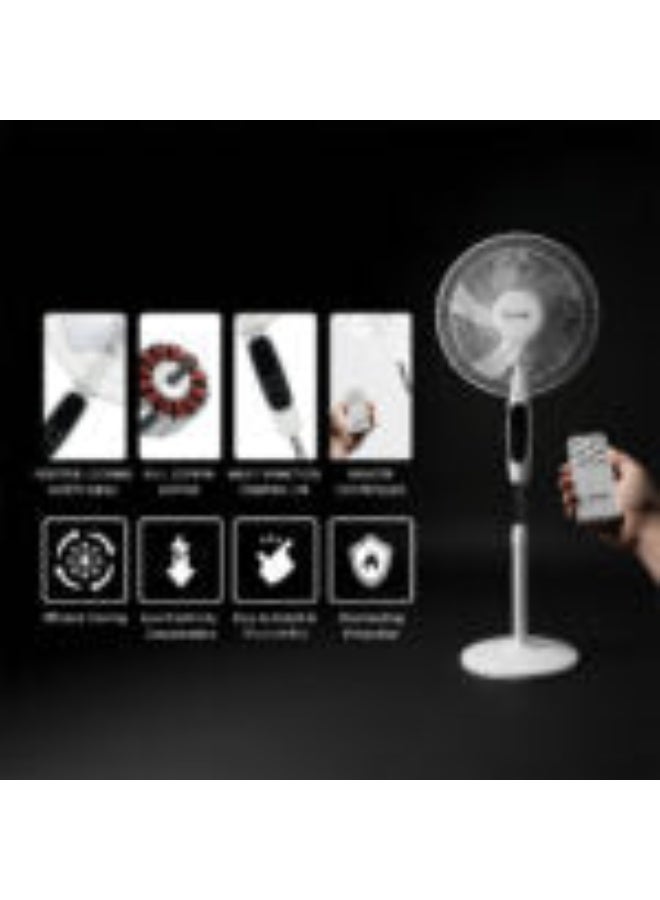 Saachi 16-Inch Stand Fan with Remote Control, Adjustable Height & Speed, Copper Motor, Wide-Angle Oscillation & 1-Hour Timer 60 W NL-FN-1744R-WH White - Image 3