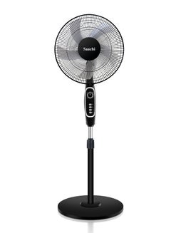 Saachi 16-Inch Stand Fan with Powerful Copper Motor, Adjustable Height, 3-Speed Control, Wide Oscillation & 1-Hour Timer 60 W NL-FN-1743-BK Black  - Image 1