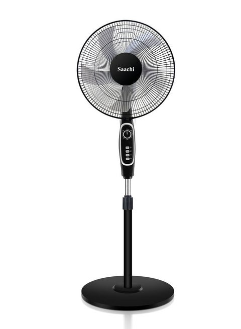 16-Inch Stand Fan with Powerful Copper Motor, Adjustable Height, 3-Speed Control, Wide Oscillation & 1-Hour Timer 60 W NL-FN-1743-BK Black