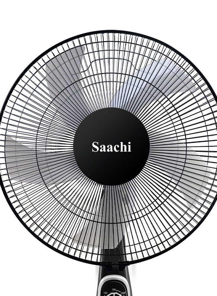 ساتشي 16-Inch Stand Fan with Powerful Copper Motor, Adjustable Height, 3-Speed Control, Wide Oscillation & 1-Hour Timer 60 W NL-FN-1743-BK Black  - Image 3