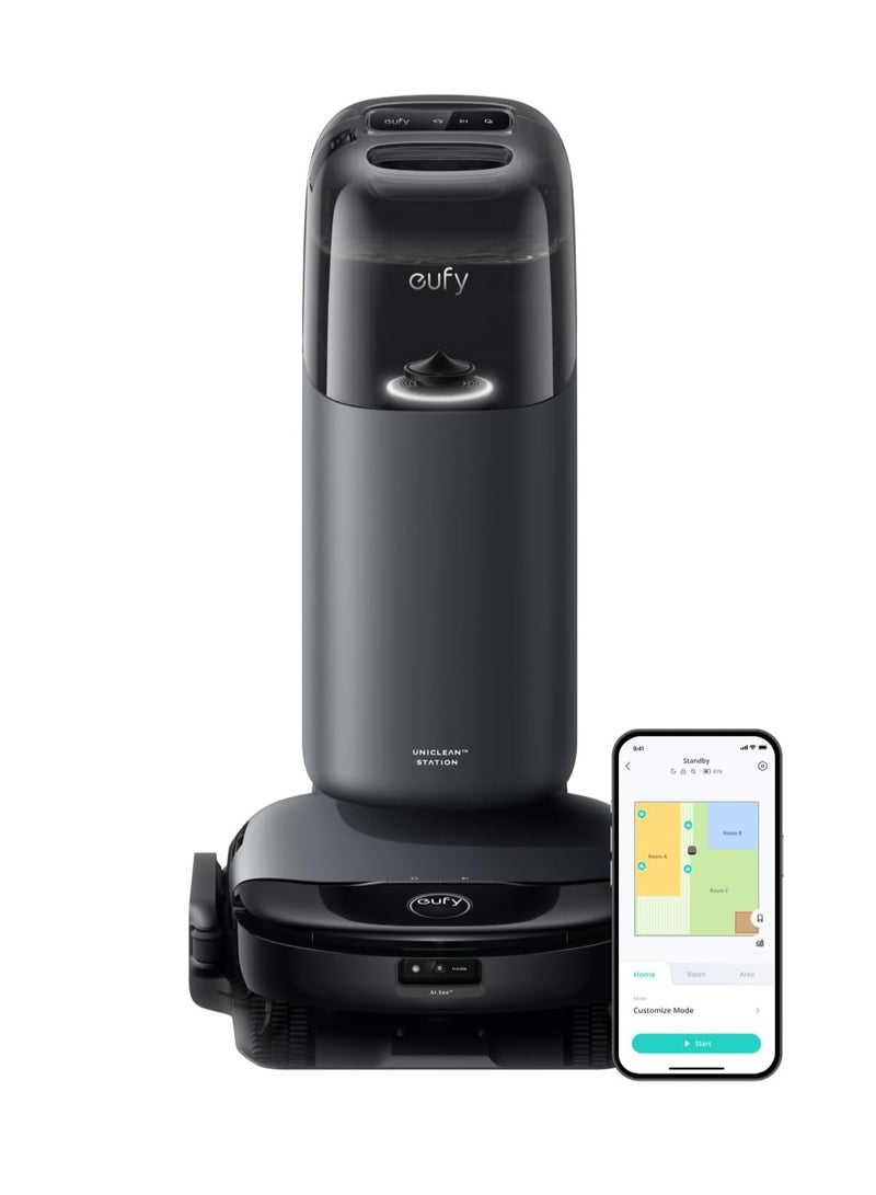 إيوفي Omni S1 Robot Vacuum Cleaner with Mop, Groundbreaking Floor Washing System, All-in-One Station, 8000 Pa, Smart Obstacle Avoidance, Mop Auto-Retraction, Corner-to-Edge Deep Cleaning and Lift Mop 30 W ‎T2071 black  - Image 1