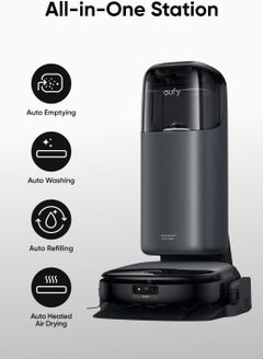 إيوفي Omni S1 Robot Vacuum Cleaner with Mop, Groundbreaking Floor Washing System, All-in-One Station, 8000 Pa, Smart Obstacle Avoidance, Mop Auto-Retraction, Corner-to-Edge Deep Cleaning and Lift Mop 30 W ‎T2071 black  - Image 3