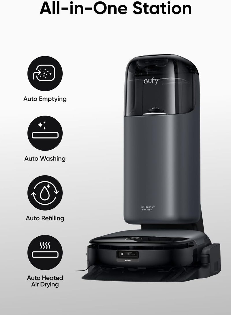 إيوفي Omni S1 Robot Vacuum Cleaner with Mop, Groundbreaking Floor Washing System, All-in-One Station, 8000 Pa, Smart Obstacle Avoidance, Mop Auto-Retraction, Corner-to-Edge Deep Cleaning and Lift Mop 30 W ‎T2071 black  - Image 3