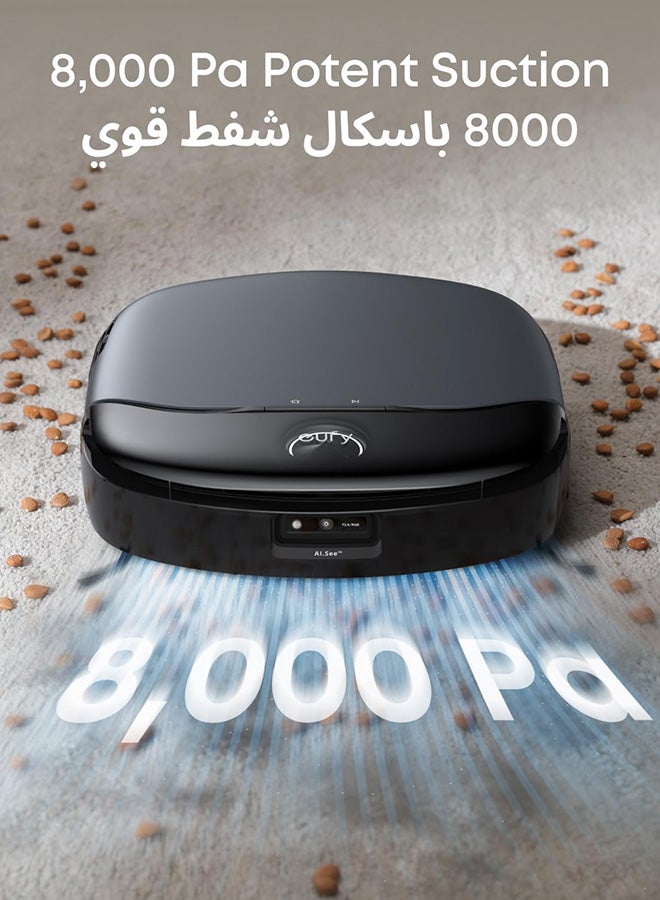 إيوفي Omni S1 Robot Vacuum Cleaner with Mop, Groundbreaking Floor Washing System, All-in-One Station, 8000 Pa, Smart Obstacle Avoidance, Mop Auto-Retraction, Corner-to-Edge Deep Cleaning and Lift Mop 30 W ‎T2071 black - Image 4