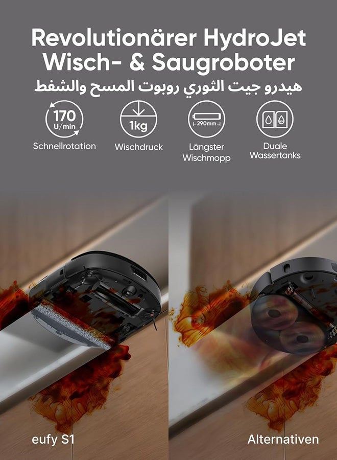 إيوفي Omni S1 Robot Vacuum Cleaner with Mop, Groundbreaking Floor Washing System, All-in-One Station, 8000 Pa, Smart Obstacle Avoidance, Mop Auto-Retraction, Corner-to-Edge Deep Cleaning and Lift Mop 30 W ‎T2071 black - Image 2