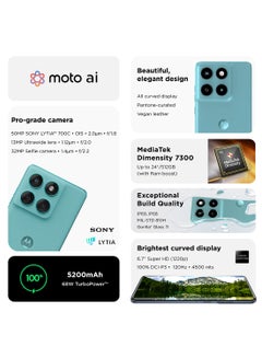 Motorola Edge 60 Fusion 5G Dual SIM Pantone Amazonite 12GB RAM  256GB With Free Gifts Moto Buds And 68W Charger Turbo - Middle East Version  - Image 2