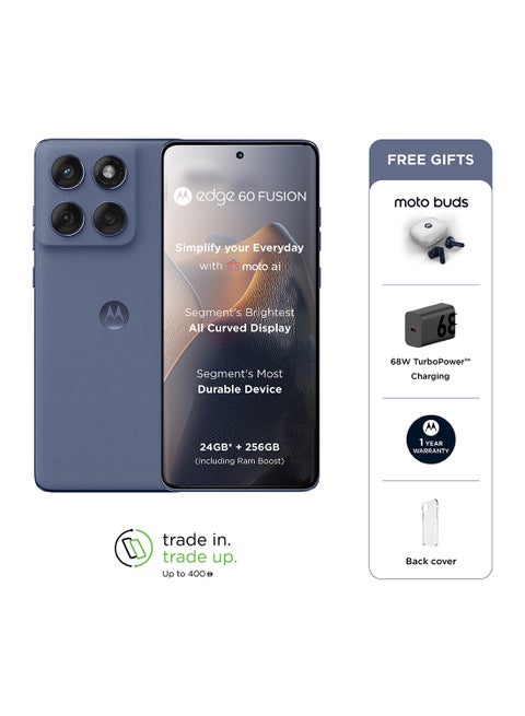 Edge 60 Fusion 5G Dual SIM Pantone Slipstream Grey 12GB RAM  256GB With Free Gifts Moto Buds And 68W Charger Turbo - Middle East Version