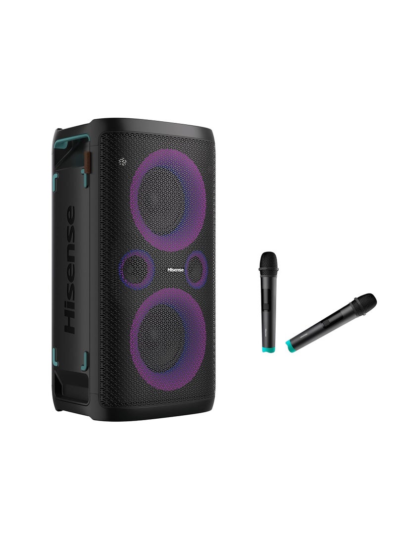 هايسنس 300W Wireless Party Speaker – 2.0CH Sound, Built-in Subwoofer, IPX4 Waterproof, 15H Battery, Bluetooth 5.0, DJ & Karaoke Mode HP100 black  - Image 1