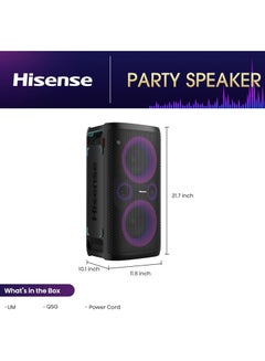 Hisense 300W Wireless Party Speaker – 2.0CH Sound, Built-in Subwoofer, IPX4 Waterproof, 15H Battery, Bluetooth 5.0, DJ & Karaoke Mode HP100 black  - Image 2