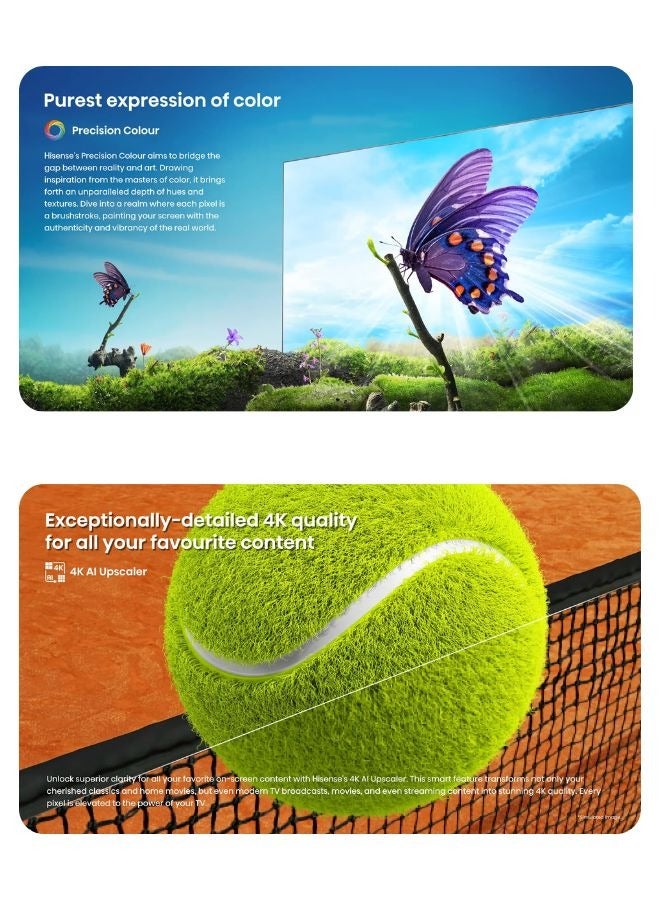 58 Inch UHD 4K Smart TV With 60Hz, AI 4K Upscaler, Dolby Vision, Game Mode Plus & Voice Control 58A62NS Black