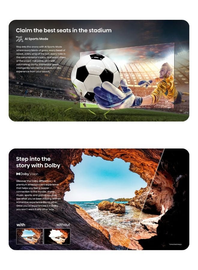 85 Inch 4K UHD Smart TV –  60Hz, HDR10+, Dolby Vision, AI Sports Mode, Game Mode Plus & Voice Control 85A61N Black