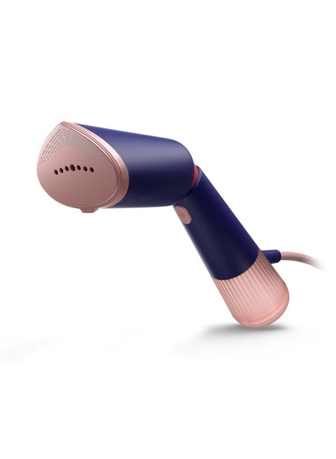 5000 series Handheld Steamer, 1300W,24 g/min continous steam,0.2 L removable water tank,Eco and Max settings,pointed tip,2-in-1 GlovePouch for travel ,StyleMat for safe steaming ,Active heated steam plate protects clothes 0.2 L 1300 W STH5030/20 Blue
