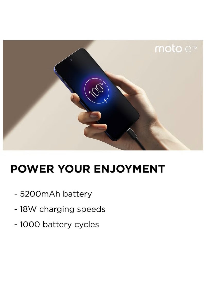 E15 4G Dual SIM Fresh Lavender 2GB RAM 64GB With Motorola Bottle - Middle East Version
