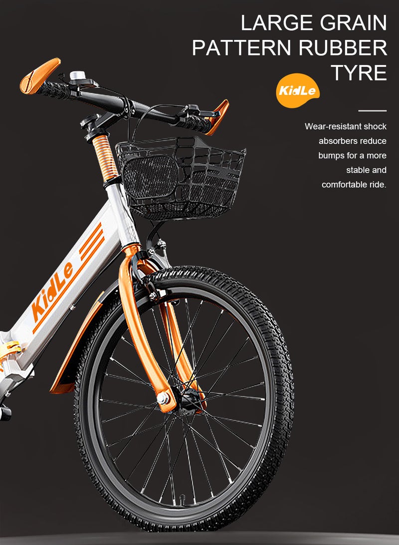 كيدل دراجة أطفال وشباب قابلة للطي من 18-22 بوصة مصنوعة من الفولاذ الكربوني العالي، دراجة طريق للأطفال مناسبة للطول 120-168 سم للبنات والأولاد مع سلة ومقعد قابل للتعديل وإطار مقعد خلفي سميك وإطارات مقاومة للاهتراء ومكابح حساسة أمامية وخلفية آمنة ومستقرة. - Image 5