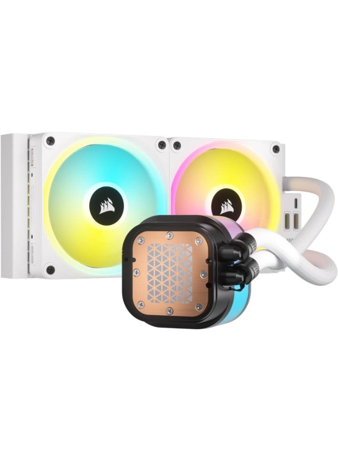 CORSAIR iCUE LINK H100i RGB White 240mm AIO Liquid Cooler – QX120 RGB Fans, Copper Cold Plate, XTM70 Paste, iCUE LINK Hub, Zero-RPM Mode, Intel & AMD Compatible | CW-9061005-WW white - Image 2