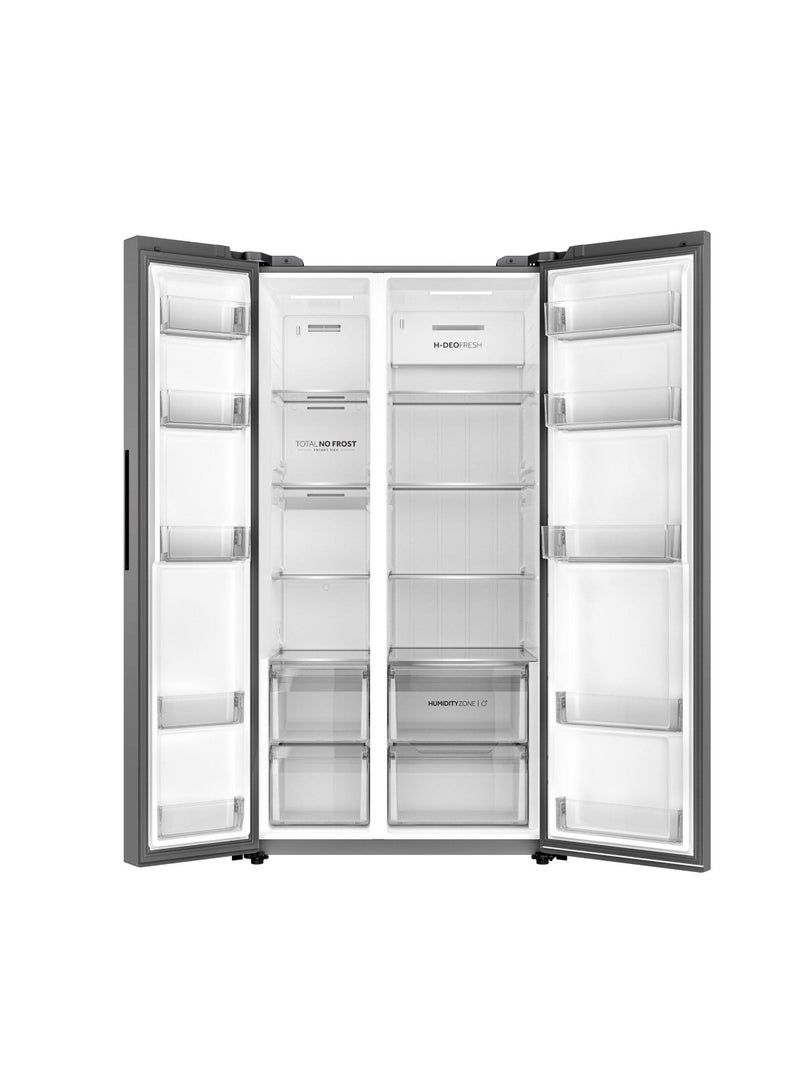 هاير Side by Side Refrigerator 13.7Cuft Freezer 7.5Cuft HRF-768DP Silver  - Image 4