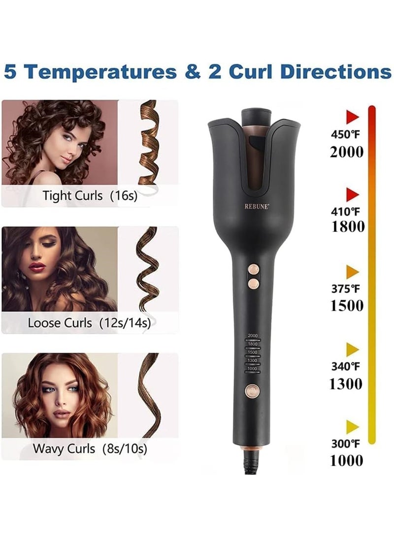 REBUNE Original RE-2082 Automatic Rotation Hair Curler Fast Heating 5 Temperatures & 2 Directions for All Hair  - Image 2